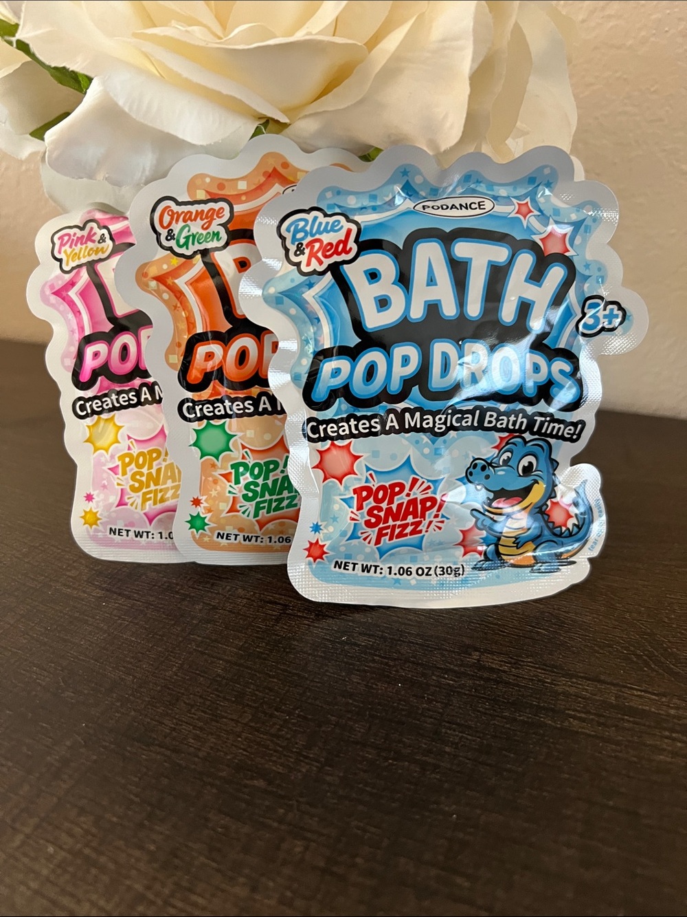 Bath Pop Drops for Kids Bathtime set of 3